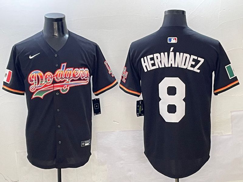 Men Los Angeles Dodgers #8 Hernandez Black rainbow Nike 2025 MLB Jersey style 1->los angeles dodgers->MLB Jersey